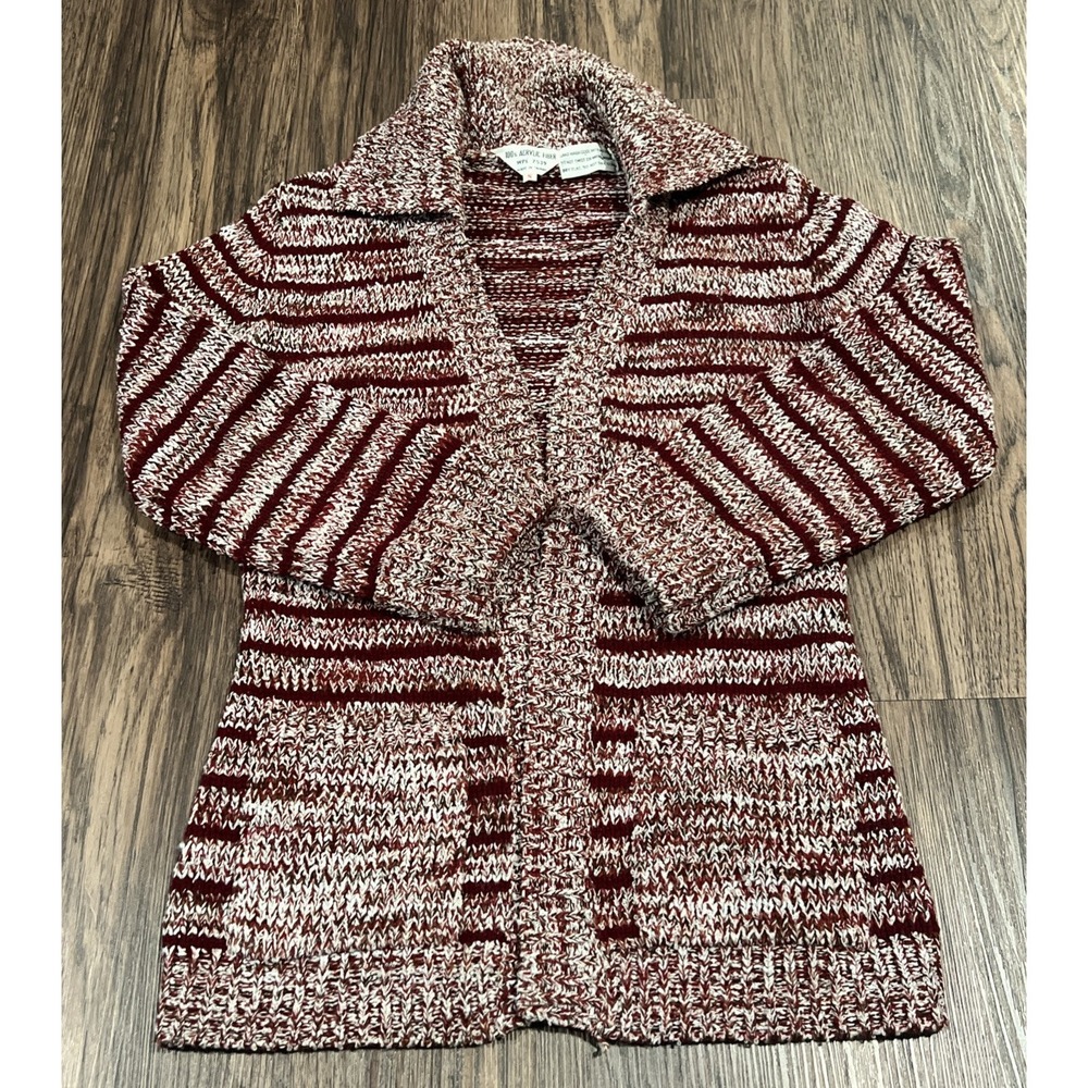 Vintage 1970s 100% Acrylic Fiber Chunky Knit Open Cardigan Sweater Women S